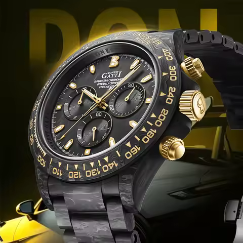 BONEST GATTI Men's Automatic Mechanical Watch Luxury Carbon Fiber Chronograph Waterproof Sports Sapp