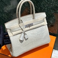 【極致天菜】HERMES 30CM BIRKIN 8L 冰川白 霧面 鱷魚