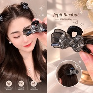 (KU CLIP) Black Diamond Ribbon Clip Black Ribbon DiamondELEGAN