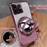 Casing Xiaomi 14T 13T Pro 14 Pro 14 Ultra Redmi 14C 13C Phone Casing with Mirror Holder Clear Luxury
