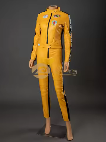 The Bride Beatrix Kiddo Cosplay Costume Women Yellow Biker Jacket Pants for Halloween Role Play