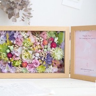 [照片更換OK / 生日/結婚禮物] 紫色七彩花 永生花 乾燥花 雙層相框相框/花盒