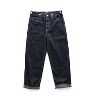 Vintage American Dad กางเกงยีนส์ สีดิบ เดนิม สายเอี๊ยมสําหรับงานหนักของผู้ชาย หลวม ขาตรง กางเกงยีนส์