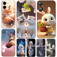 Case For Oppo Reno 5 F Lite 4G Reno5 pro plus 5G Phone Back Cover Soft Silicon Black Tpu Cute furry little animals