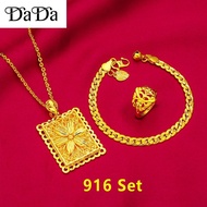 in stock rantai leher emas 916 original malaysia gold men's necklace ring bracelet set square plaque