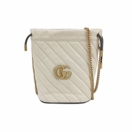Gucci GG Marmont迷你牛皮V紋絎縫雙G標誌水桶包斜挎包單肩包