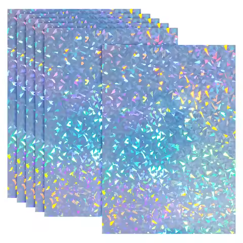 6Sheets Printable Holographic Sticker Paper, Vinyl Sticker Paper A4 Waterproof Quickly Sticker for L