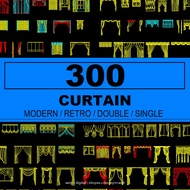 Autodesk | AutoCad 2025 | 300+ Curtain set CAD BLOCK MATERIALS for Architectural Design