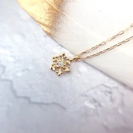 Aru 輕珠寶 微型珠寶 18k金 黃k 雪花造型 鎖骨鏈 鑽石項鍊