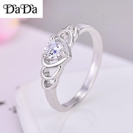 cincin 100% Sterling Silver S925 Silver Ring Crown Heart-shaped Zircon Jewelry New Year Gift