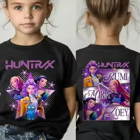 Kpop Dem on Hunt Ers Print Graphic Tshirt Summer Kids Clothes 2025 Movie T Shirt Girls Boys Short Sl