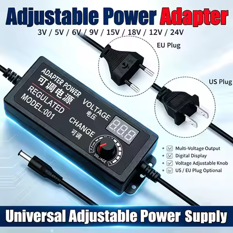 Adjustable Adapter Power Supply AC To DC 3V 5V 6V 9V 12V 15V 18V 24V 3A 5A EU US Power Supply Adapte