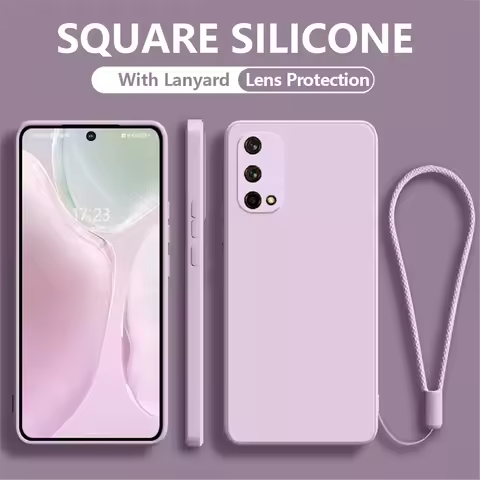 Original Square Silicone Phone Case For OPPO A16 A54 A74 A94 A73 A53 A91 A72 A52 A31 A5 A9 2020 A96 