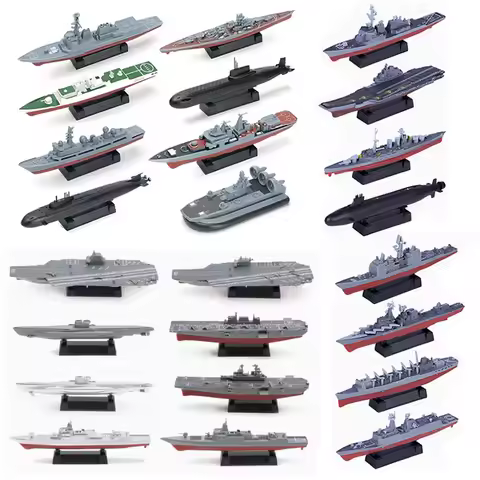 8pcs/set 4D Assembly Warship Submarine Carrier Moscow Reagan Aegis Ship Model Kits 1/1000 15cm Puzzl