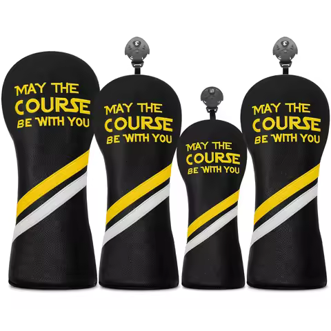 1pc/4pcs Golf Ball Head Covers with "May The Course Be with You" Embroidery - Cushioned Interior, El
