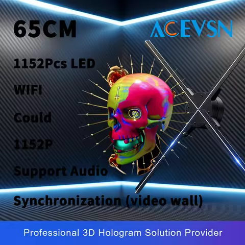 65CM Hologram Projector 1152Pcs/768pcs LED WIFI Hologram 3D Holographic Projector Fan Display Hologr