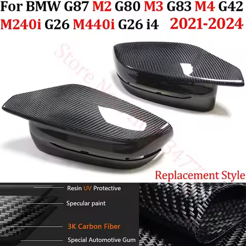 LHD Rearview Mirror Cover For BMW G87 M2 G80 M3 G83 M4 G42 M240i G26 M440i G26 i4 2021-2024 Real Car