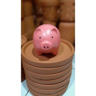 Celengan Unik Lucu Bentuk Babi Bahan Keramik Kerajinan Tanah Liat Ukuran Mini 16 x 11 x 7 Cm