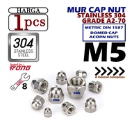 SS 304 M5x0.80 Stainless Steel Grade A2-70 Stainless Steel Cap Nut/ Lock 8 Hexagon Domed Cap Nut M5 