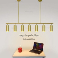 Lampu gantung gold panjang 130cm spotlight 7lampu dekorasi meja makan