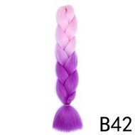 Halloween New Synthetic Jumbo Braid Ombre Pink Purple Gray Braiding Hair Extension 24 Inches Hairpie