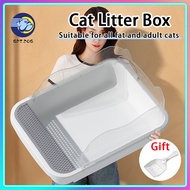 Cat litter box with scoop kitten litter box large cat toilet cat litter tray for adult cats deodorization litter box