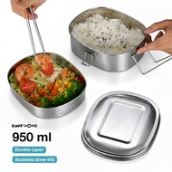 TaffHOME Double Layer Stainless Steel Lunch Box 410 950ml Stainless Steel Container