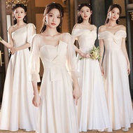 Bridesmaid Satin Evening Gown - Elegant Champagne Color