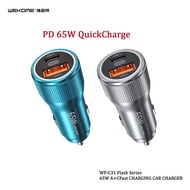 WEKOME 65W WP-C31  QC3.0 PD USB fast charging aluminum alloy dual port car charger Huawei Oppo Xioami