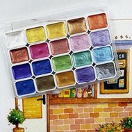 20 Colors Watercolor Paint Set, Metallic Watercolor Paint Set, Glitter Watercolor Paint Box, Pearl W