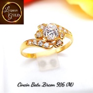 Cincin batu permata Zircon cincin emas 916 tulen💯