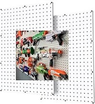WallPeg Peg Board for Nerf Gun Storage Organizer - 2 ea 24”x16” White Pegboard Holder for Nerf Blasters Wall Organization PK-2-W