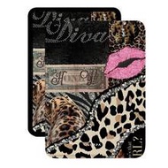 1pc Y2K Leopard Print Pink Lips Dollar Bill Spliced Kindle Case With Adjustable Hand Strap, Auto Wak