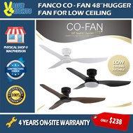 Fanco CO-FAN 48" Hugger DC Ceiling Fan for Low Ceiling LED 24W LED Light Optional