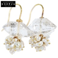 Muska K18YG 舞蹈耳環，含包裹體石英和 Akoya 珍珠 [二手]