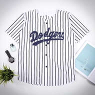 Dodgers white striped baseball Jersey Sport shirt
