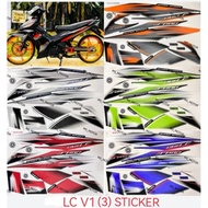 LC135 V1 BODY COVER STICKER STRIPE COVER SET LC V1 (3) ORANGE BLACK GREEN RED BLUE