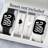 4 Sets Of Fashionable, Simple And Classic LED Digital Display Square Electronic Watches For Boys And