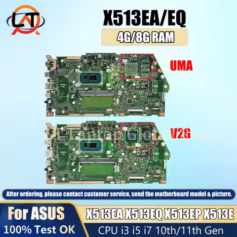 Laptop mainboard X513EA support ASUS X513EQ X513EP R513E K513E F513E pc motherboard with cpu I3 I5 I