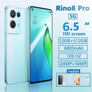【Produk Baru HP】5G  Rino8 Pro+ hp murah 6.5 Inci ponsel asli baru dalam stok 12GB RAM + 512GB ROM 24 + 58MP kamera HD dual SIM dual standby  4G/5G Smartphone Android Ponsel baru original Handphone murah promo cuci gudang