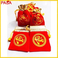 Velvet bag with the word Phuc Loc with drawstring 7 x 9 for Coins, Jewelry, Feng Shui Items [Feng Sh