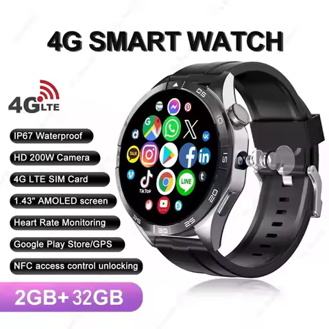For Android Smartwatch Camera Video Calls Face unlock 4G/5G SIM Card Watches For Man GPS WIFI Large 