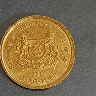 koin Singapura 5 cent tahun 2011..