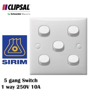 CLIPSAL Schneider S-Classic 5 Gang 1 Way Switch ( SIRIM )