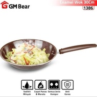 Gm Bear 30Cm Enamel Wok Pan 1386 - Enamel Wok Frying Pan