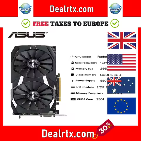 2024 Used ASUS Graphics Cards AMD RX 590 8GB GDDR5 Mining GPU Video Card 256Bit Computer RX590