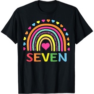 Men's cotton T-shirt 7 Years Old Rainbow 7th Birthday Gift for Girls Boys Kids T-Shirt