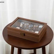 3/6/10 Slot Wood Watch Storage Box Dust Proof Glass Cover Watch Box Organizer Watch Jewelry Box
