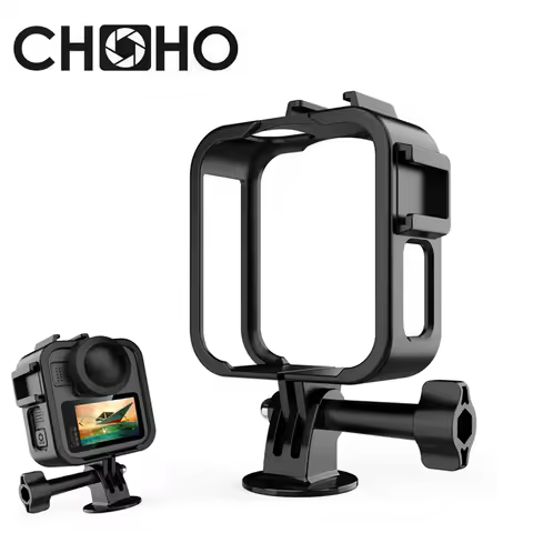 For Gopro Max2 Accessories Extra Cage Frame Case Shell Protective Rubber Lens Cap + Base Mount Batte