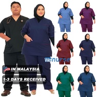 【🇲🇾MALAYSIA READY STOCK】 XS-7XL MEDICAL SCRUB SUIT PLUS SIZE BAJU SCRUB TOP+PANTS XS 4XL 5XL 6XL 7XL